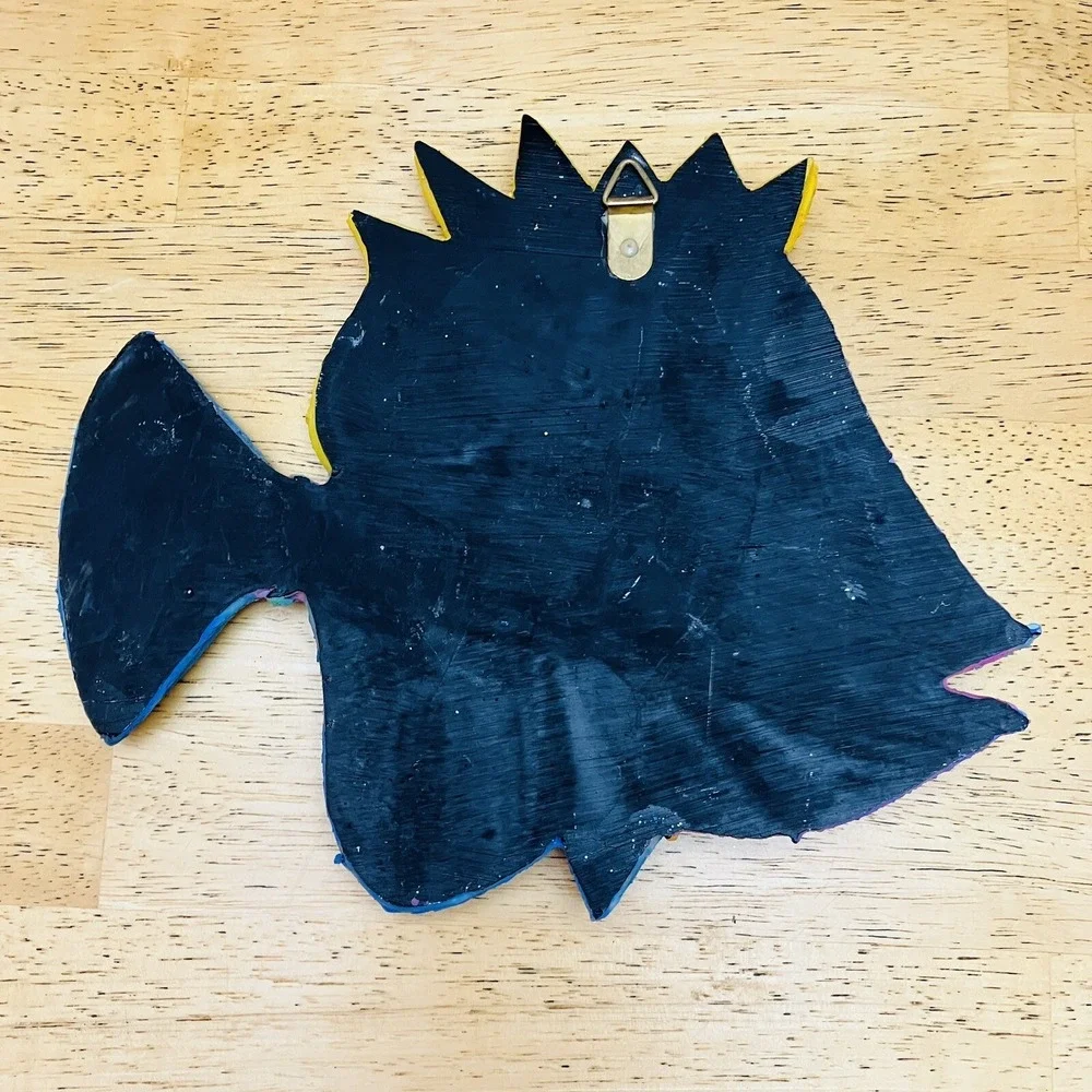 Set Of 3 Glitter Fish Wall Hangings- Blue Red Pink Green Yellow Purple